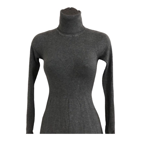 Zara charcoal gray knit stretch turtleneck fitted long sleeve sweater dress‎ - Picture 10 of 16